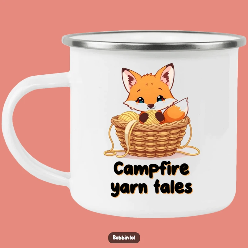 Funny Curious Fox Camping Mug, Yarn Lover's Cup, Perfect Funny Gift