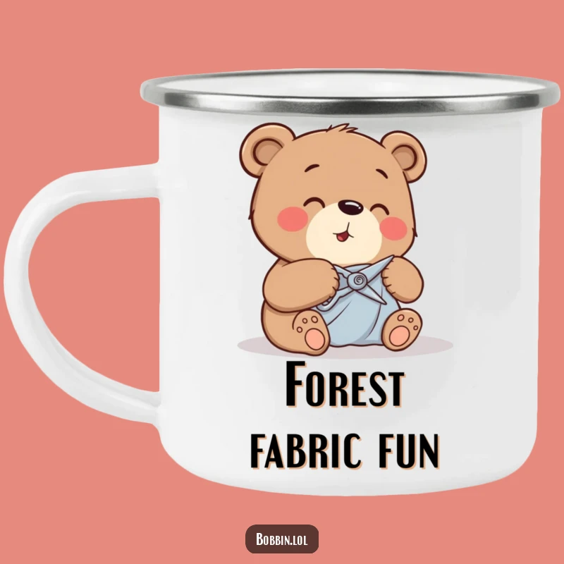 Funny Bear Cutting Fabric Camping Mug - Adventure Ready for Crafters!