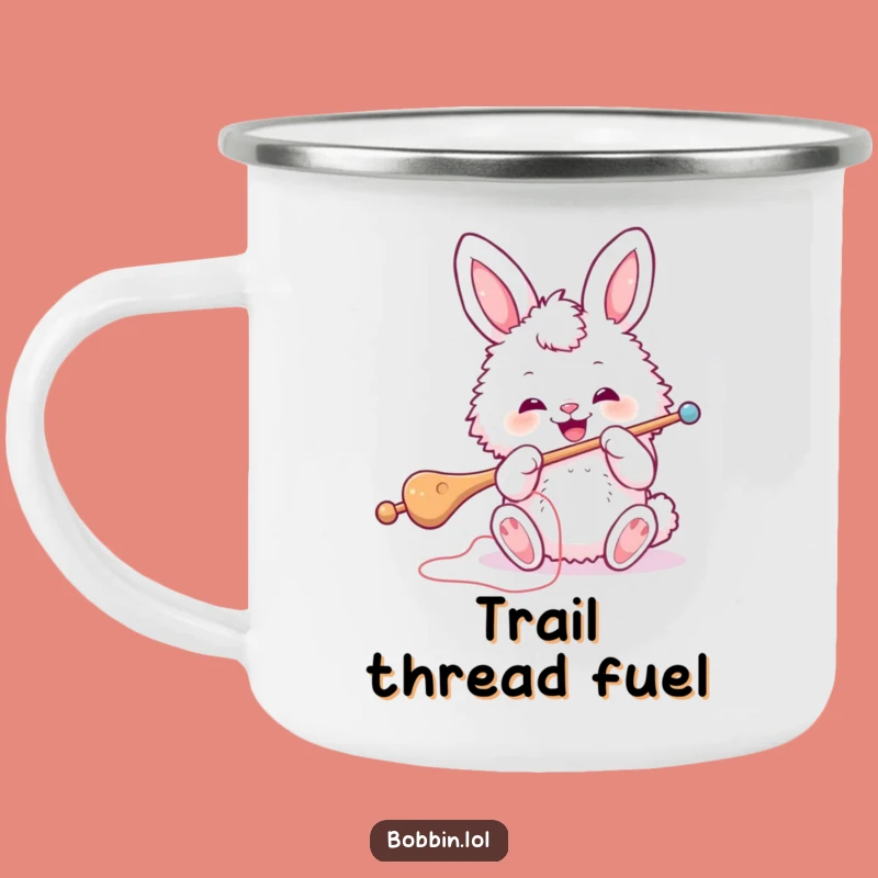 Funny Bunny Sewing Camping Mug: Adventure-Ready with a Hoppy Crafter