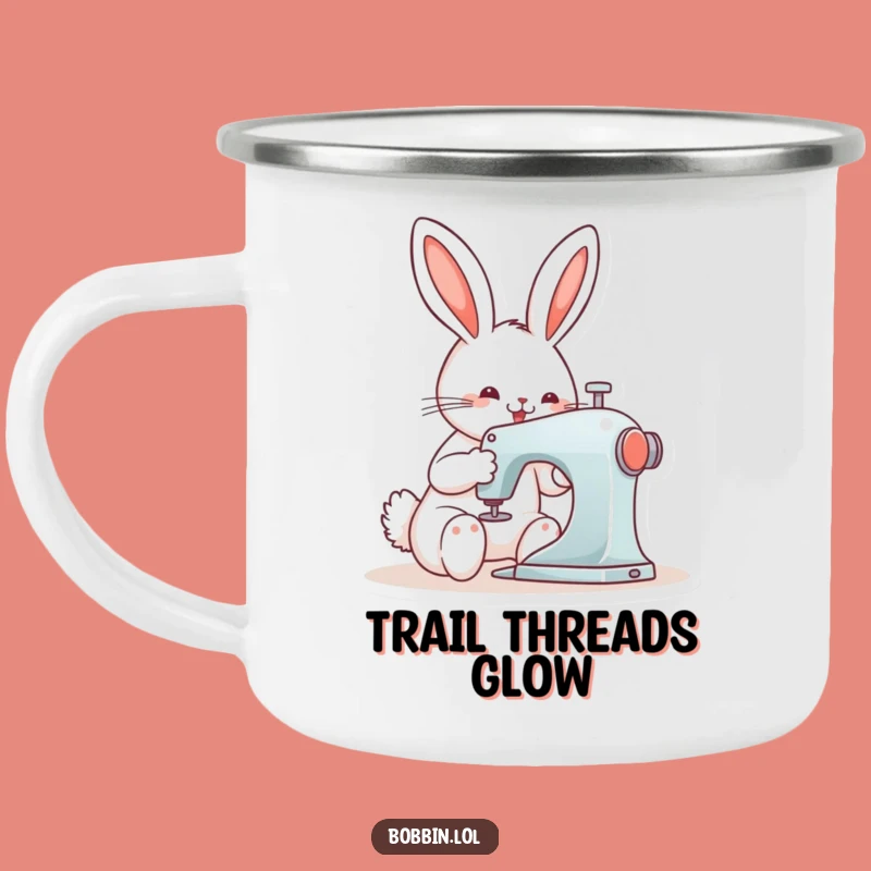 Funny Bunny Sewing Camping Mug - Adventure Ready for Crafters!