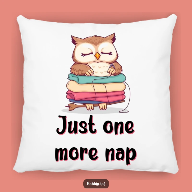 Funny Sleepy Owl Pillow, Cozy Crafting Decor, Perfect Funny Gift for Sewers