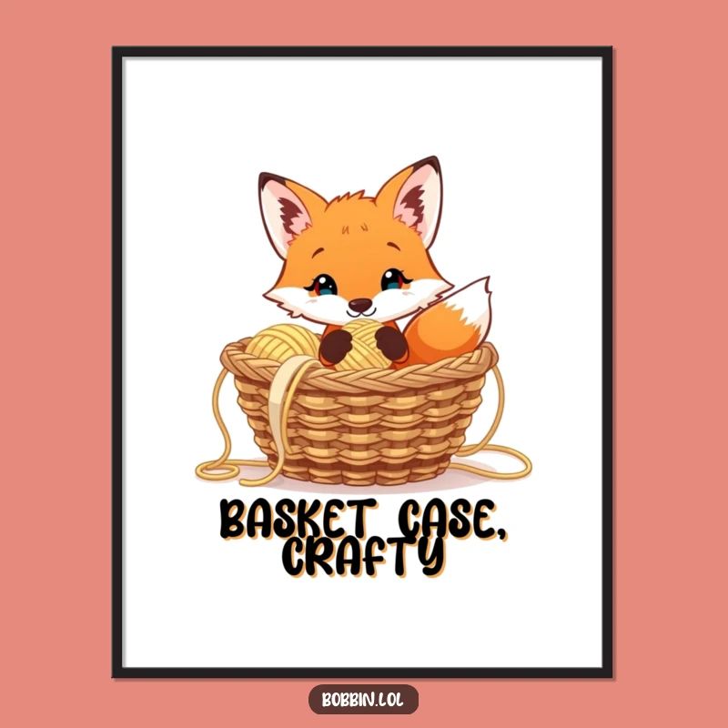 Funny Curious Fox Digital Art Print, Instant Knitting Decor, Hilarious Download