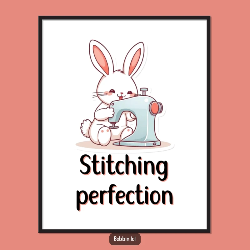 Funny Bunny Sewing Digital Art - Instant Download for Crafters!