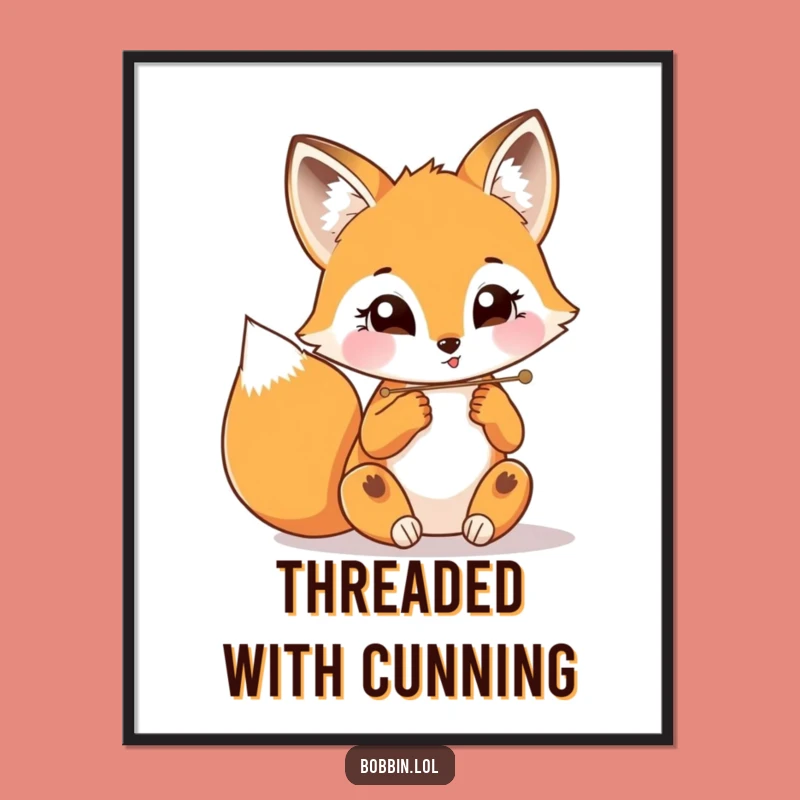 Funny Fox Threading Digital Art - Instant Download for Sewists!