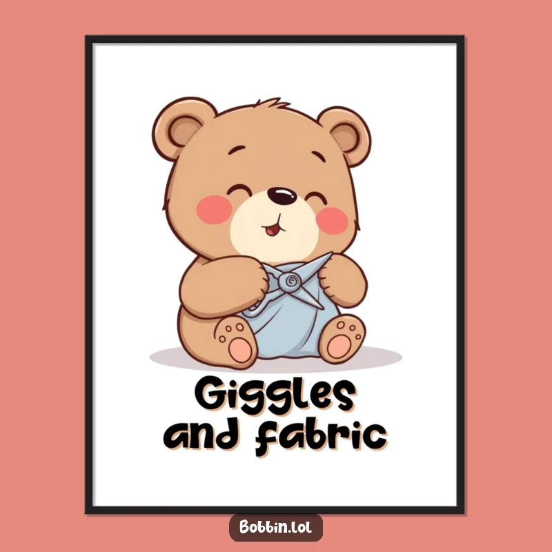 Funny Bear Cutting Fabric Digital Art - Instant Download for Craft Rooms!