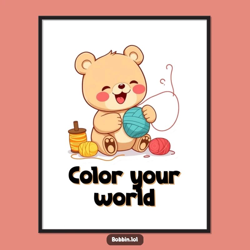 Funny Bear Sewing Poster: Whimsical Wall Art for Your Crafty Haven