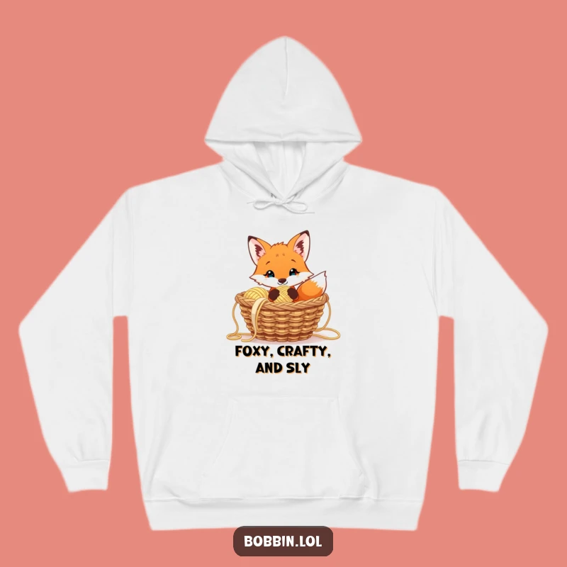 Funny Curious Fox Hoodie, Cozy Knitting Apparel, Perfect Funny Gift for Crafters