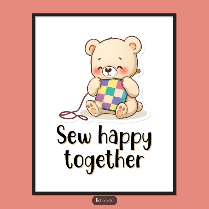 Free Printable Wall Art: Bear Sewing Whimsical Downloadable Decor