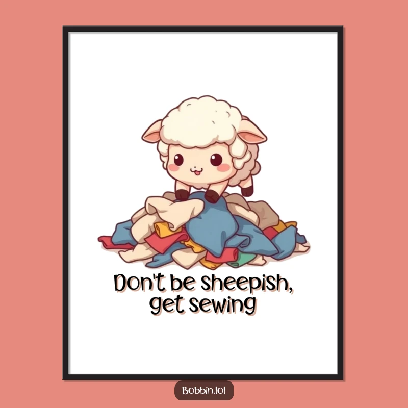 Free Printable Wall Art: Funny Sheep Fabric Scraps Art, Humorous Downloadable Decor