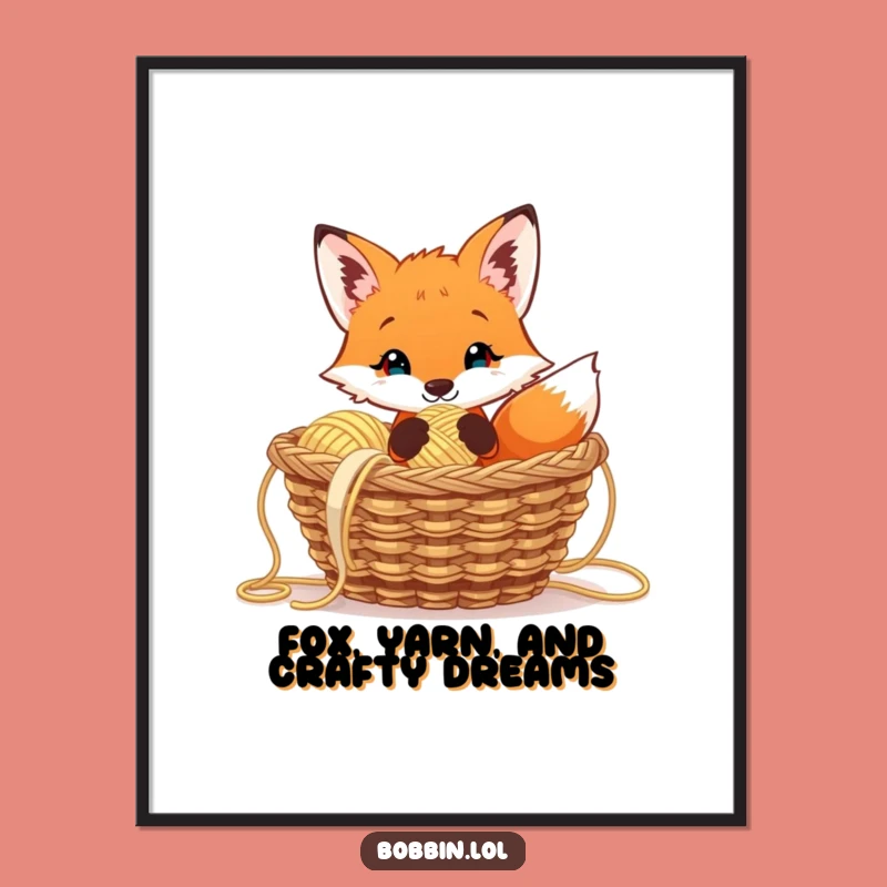Funny Free Printable Wall Art: Curious Fox Yarn Thief Downloadable Gift!