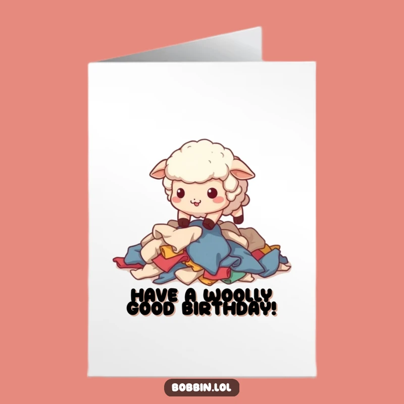 Free Printable Birthday Card: Funny Sheep Fabric Scraps Card, Downloadable Gift