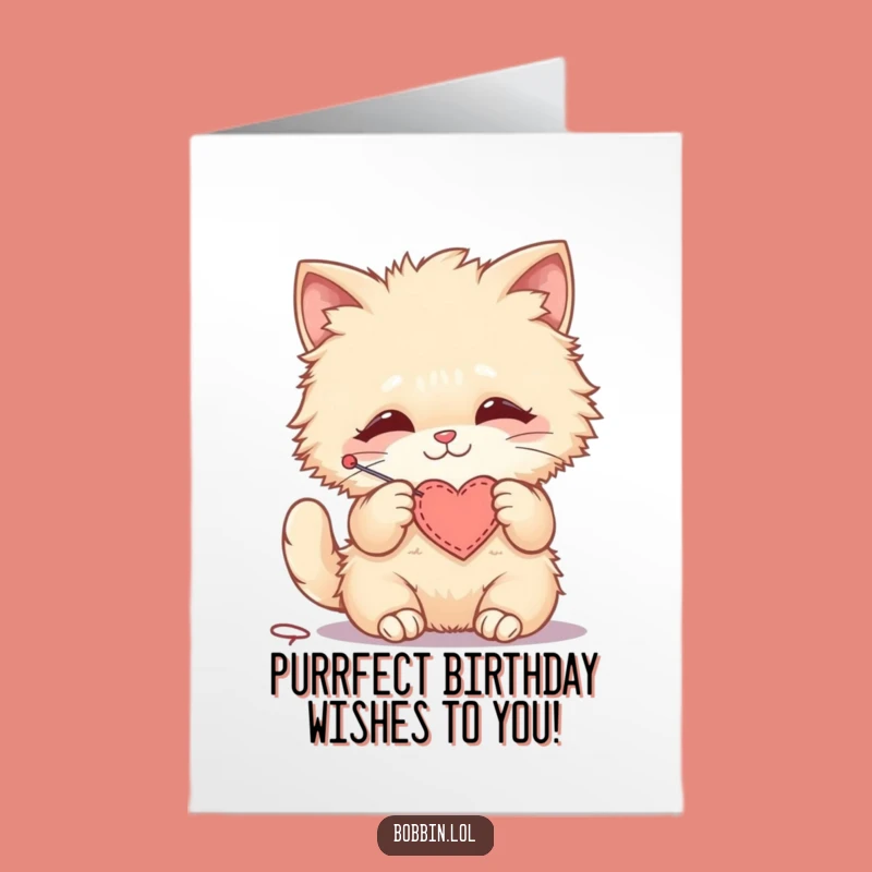 Free Printable Cat Birthday Card: Funny Stitching Love DIY Downloadable Gift