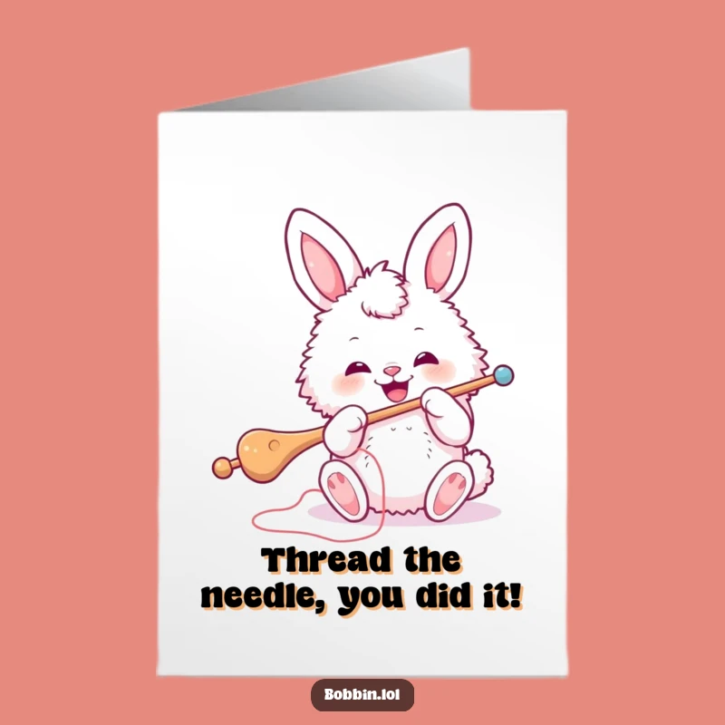 Free Printable Congrats Card: Funny Bunny Sewing Success, Downloadable DIY