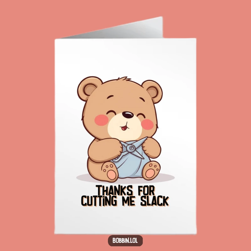 Free Printable Thank You Card: Bear Cutting Fabric, Grateful DIY Download