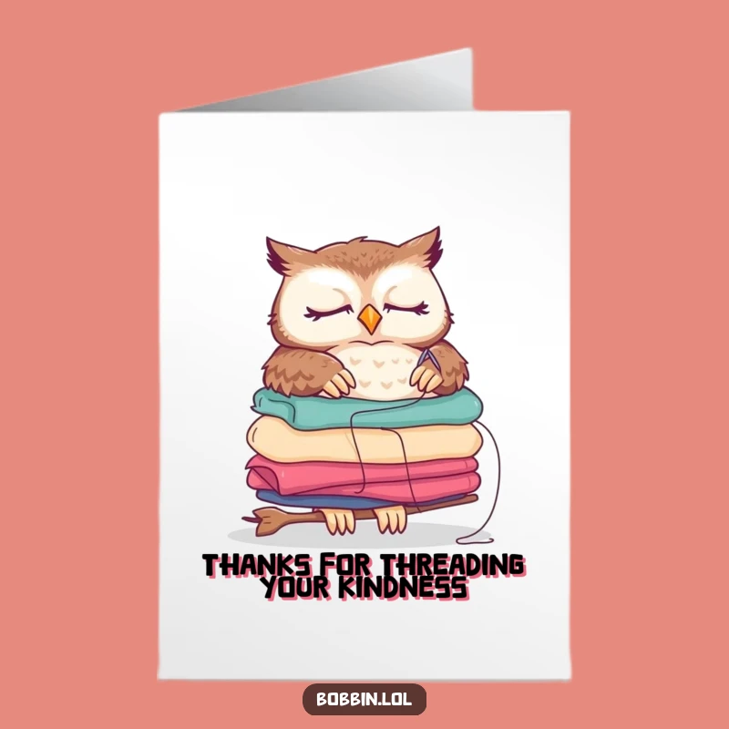 Free Printable Thank You Card: Sleepy Owl Sewing Thanks Downloadable Gift!