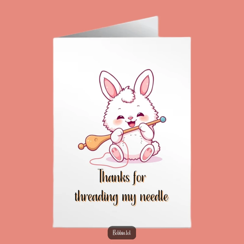 Free Printable Thank You Card: Grateful Bunny Sewing Thanks, Downloadable DIY