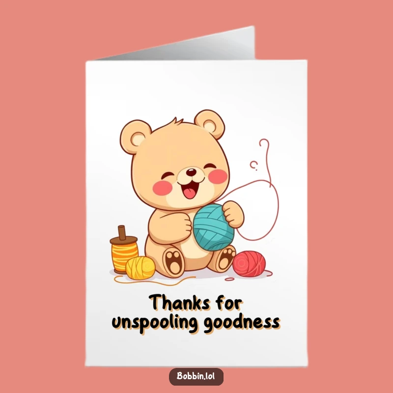 Free Printable Thank You Card: Grateful Bear Sewing Thanks, Downloadable DIY