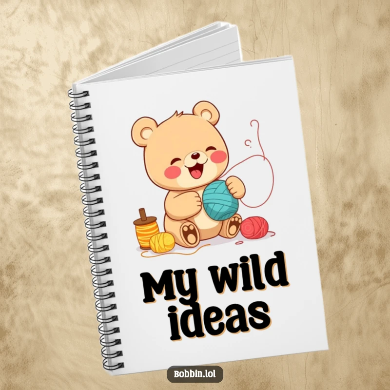 Funny Bear Sewing Notebook: A cheerful bear giggling while unspooling thread, ideal for notes. Hilarious funny gift.