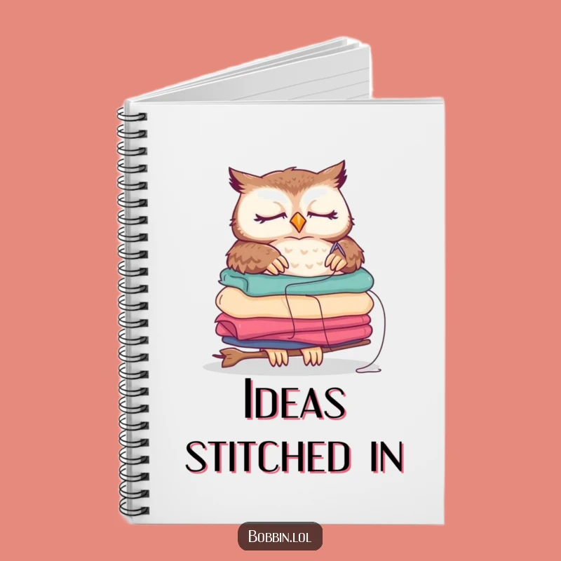 Funny Sleepy Owl Notebook, Sewing Journal, Hilarious Gift for Crafters