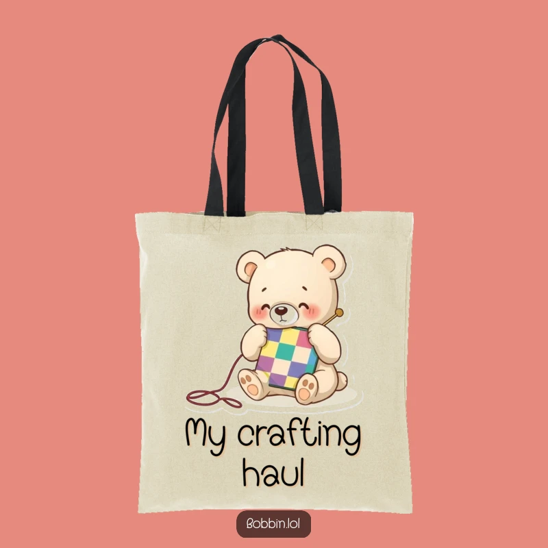 Funny Bear Quilting Tote Bag: Carry Your Craft Supplies with Joy