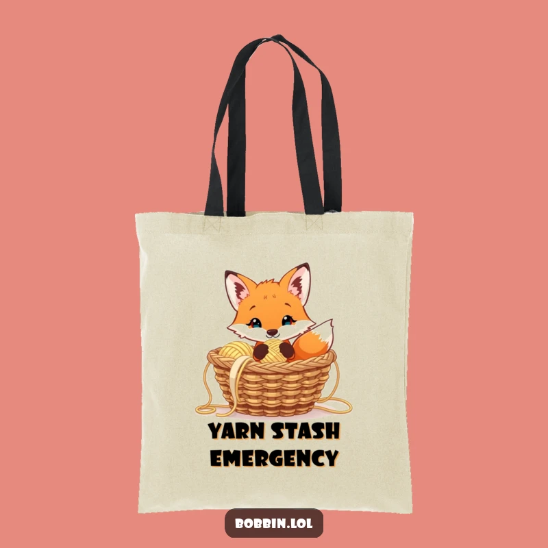Funny Curious Fox Tote Bag, Whimsical Yarn Carrier, Ideal Funny Gift